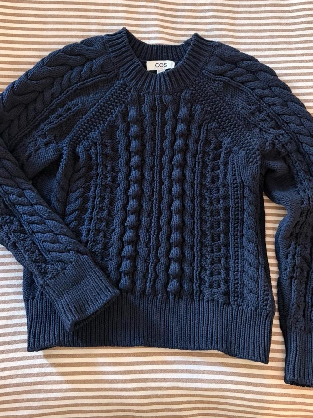 COS Dark Navy Chunky Cable Knit Sweater